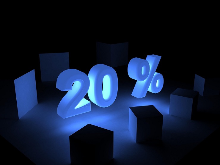 Rappresentazione di uno sconto del 20%